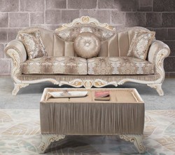 Casa Padrino tavolino barocco di lusso beige / bianco / oro 91 x 63 x A. 42 cm - Mobile da Soggiorno Barocco