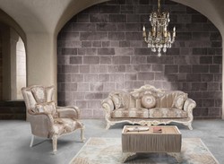 Casa Padrino luxury baroque living room set beige / white / gold - 2 Sofas & 2 Armchairs & 1 Side Table - Ornate Living Room Furniture in Baroque Style