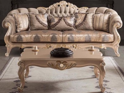 Casa Padrino divano del soggiorno barocco di lusso con cuscini taupe / bronzo / oro 243 x 89 x A. 106 cm - Mobili Barocchi