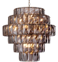 Casa Padrino luxury chandelier gray / silver Ø 80 x H. 80 cm - Modern round crystal glass chandelier - Luxury Quality
