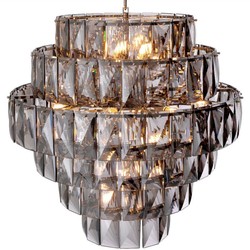 Casa Padrino luxury chandelier gray / silver Ø 80 x H. 80 cm - Modern round crystal glass chandelier - Luxury Quality