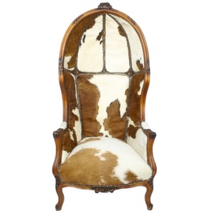 Casa Padrino baroque throne armchair Victory cowhide / brown - balloon chair - throne chair Tron - hood armchair Casa Padrino baroque throne armchair Victory cowhide / brown - balloon chair - throne chair Tron - hood armchair