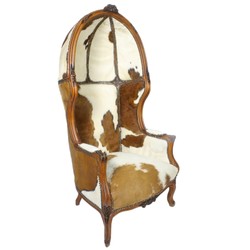 Casa Padrino baroque throne armchair Victory cowhide / brown - balloon chair - throne chair Tron - hood armchair