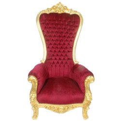 Poltrona Trono Barocco Casa Padrino Maestoso modello Bordeaux / Oro - Poltrona gigante - Sedia Thron Tron