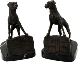 Casa Padrino luxury bookends set dogs bronze on black marble base - luxury decoration Casa Padrino luxury bookends set dogs bronze on black marble base - luxury decoration