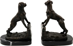 Casa Padrino luxury bookends set dogs bronze on black marble base - luxury decoration Casa Padrino luxury bookends set dogs bronze on black marble base - luxury decoration