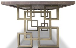 Casa Padrino designer solid wood dining table with rustic oak table top and steel legs - Different Colors & Sizes - Dining Table