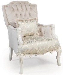 Casa Padrino sillón de salón barroco de lujo con cojín decorativa rosa claro / blanco / beige 85 x 85 x A. 115 cm - Muebles Barrocos