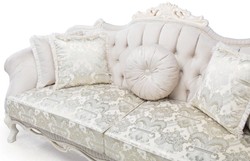 Casa Padrino divano barocco di lusso con cuscini decorativi rosa chiaro / bianco / beige 230 x 90 x A. 110 cm - Mobili Barocchi