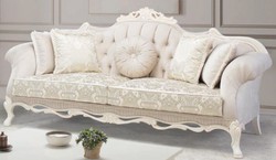 Casa Padrino divano barocco di lusso con cuscini decorativi rosa chiaro / bianco / beige 230 x 90 x A. 110 cm - Mobili Barocchi