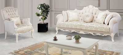 Casa Padrino set da soggiorno barocco di lusso rosa chiaro / bianco / beige - 2 Divani e 2 Poltrone e 1 Tavolo da Salotto - Mobili da Salotto Ornato in Stile Barocco