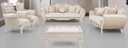 Casa Padrino Luxus Barock Wohnzimmer Set Orkide 2 Sofas 2 Sessel 1 Beistelltisch Beige / Creme / Gold