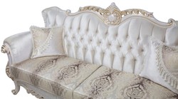 Casa Padrino Luxus Barock Wohnzimmer Sofa Safir mit Kissen Mehrfarbig / Weiß / Gold