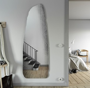 Casa Padrino Designer Spiegel Schwarz 64 x H. 175 cm - Wandspiegel in 3-D Felsen Optik - Garderobenspiegel - Wohnzimmer Spiegel - Luxus Kollektion