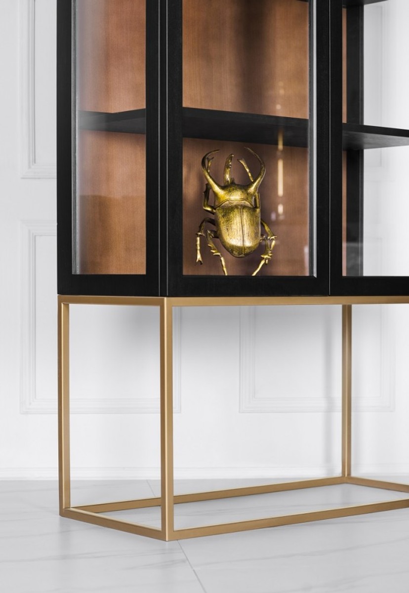 Vitrine en verre de luxe Casa Padrino noir / laiton doré 200 x 90 cm - Vitrine de boutique de luxe - Néoclassique Vitrine en verre de luxe Casa Padrino noir / laiton doré 200 x 90 cm - Vitrine de boutique de luxe - Néoclassique