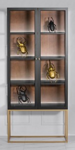Casa Padrino vitrina lujosa de vidrio negro / latón dorado 200 x 90 cm - vitrina boutique de lujo - neoclásico Casa Padrino vitrina lujosa de vidrio negro / latón dorado 200 x 90 cm - vitrina boutique de lujo - neoclásico