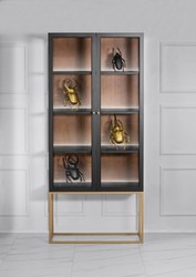 Casa Padrino vetrina di lusso in vetro nero / ottone oro 200 x 90 cm - vetrina boutique di lusso - neoclassica Casa Padrino vetrina di lusso in vetro nero / ottone oro 200 x 90 cm - vetrina boutique di lusso - neoclassica