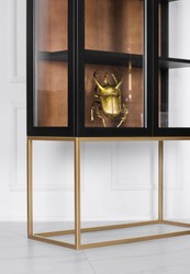 Casa Padrino vetrina di lusso in vetro nero / ottone oro 200 x 90 cm - vetrina boutique di lusso - neoclassica Casa Padrino vetrina di lusso in vetro nero / ottone oro 200 x 90 cm - vetrina boutique di lusso - neoclassica
