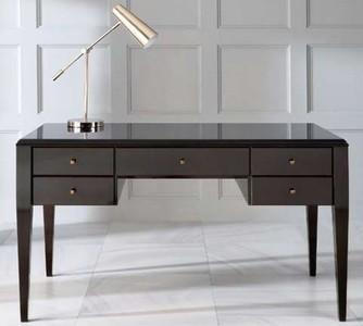 Casa Padrino bureau néoclassique de luxe avec 5 tiroirs noir / gris 140 x 70 x H. 81 cm - Mobilier de Bureau Art Déco