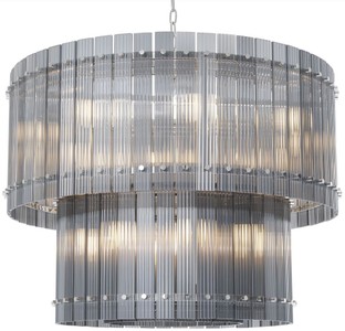 Casa Padrino lustre de luxe gris / argent Ø 93 x H. 70 cm - Lustre Rond pour Hôtel et Restaurant - Qualité de Luxe