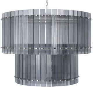 Casa Padrino Luxus Kronleuchter Grau / Silber Ø 93 x H. 70 cm - Runder Hotel & Restaurant Kronleuchter - Luxus Qualität