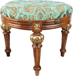Pompöös di Casa Padrino sgabello di lusso barocco tondo motivo turchese / oro marrone - Sgabello barocco Pompööser disegnato da Harald Glööckler Pompöös di Casa Padrino sgabello di lusso barocco tondo motivo turchese / oro marrone - Sgabello barocco Pompööser disegnato da Harald Glööckler