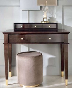 Casa Padrino tocador neoclásico de lujo con 5 cajones marrón / oro 100 x 50 x A. 81 cm - Muebles Art Deco