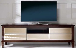 Casa Padrino luxury neoclassical TV cabinet brown 200 x 45 x H. 61 cm - TV cabinet with 5 mirrored drawers - Luxury Living Room Furniture