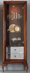 Casa Padrino vetrina neoclassica di lusso marrone 76 x 42 x A. 200 cm - Vetrina con porta a vetro e 2 cassetti a vetro specchio - Mobili per Soggiorno