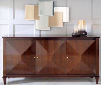 Casa Padrino Luxus Neoklassik Sideboard mit 3 Türen Braun 202 x 50 x H. 100 cm - Wohnzimmerschrank - Art Deco Möbel