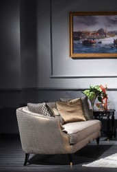Casa Padrino divano barocco di lusso grigio / nero / oro 231 x 94 x A. 83 cm - Mobili per Soggiorno Barocchi