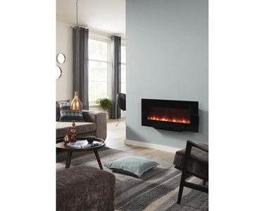 Casa Padrino Luxus LED Wandkamin Schwarz 98 x 45 cm - Elekro Wand Kamin 