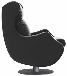 Casa Padrino Luxus Drehsessel Schwarz / Grau 72 x 82 x H. 96 cm - Relax Sessel - Leder Sessel - Luxus Möbel