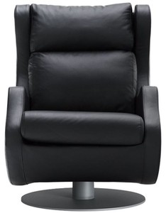 Casa Padrino Luxus Drehsessel Schwarz / Grau 72 x 82 x H. 96 cm - Relax Sessel - Leder Sessel - Luxus Möbel