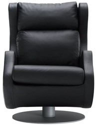 Casa Padrino fauteuil pivotant de luxe noir / gris 72 x 82 x H. 96 cm - Fauteuil Relax - Fauteuil en Cuir - Mobilier de Luxe