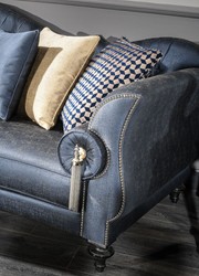 Casa Padrino divano barocco di lusso blu / argento / nero 300 x 94 x A. 88 cm - Nobile e Magnifico