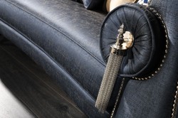 Casa Padrino divano barocco di lusso blu / argento / nero 300 x 94 x A. 88 cm - Nobile e Magnifico