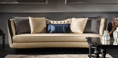 Casa Padrino divano barocco di lusso oro / nero 257 x 100 x A. 86 cm - Divano da salotto nobile - Mobili Barocchi