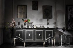Casa Padrino mesa auxiliar barroco de lujo negro / plata 57 x 57 x A. 64 cm - Mesa noble de madera maciza - Calidad de Lujo - Hecho en Italia