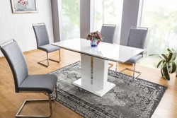 Casa Padrino mesa de comedor de diseño blanco 110-150 x 75 x A. 76 cm - Mesa de cocina extensible - Muebles de Comedor de Diseño