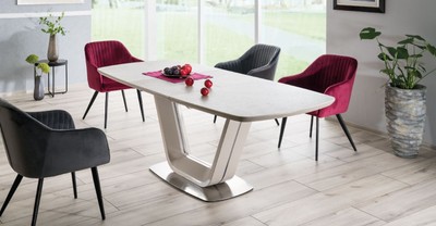 Casa Padrino Luxus Keramik Esstisch Grau / Silber 160-220 x 90 x H. 76 cm - Ausziehbarer Küchentisch - Esszimmer Möbel