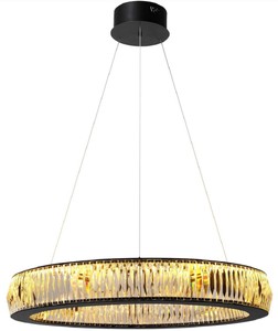 Casa Padrino lustre LED de luxe noir Ø 91 x H. 13 cm - Lustre moderne en verre cristal - Qualité de Luxe