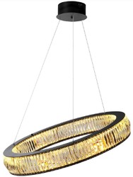 Casa Padrino lustre LED de luxe noir Ø 91 x H. 13 cm - Lustre moderne en verre cristal - Qualité de Luxe