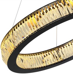 Casa Padrino lustre LED de luxe noir Ø 91 x H. 13 cm - Lustre moderne en verre cristal - Qualité de Luxe