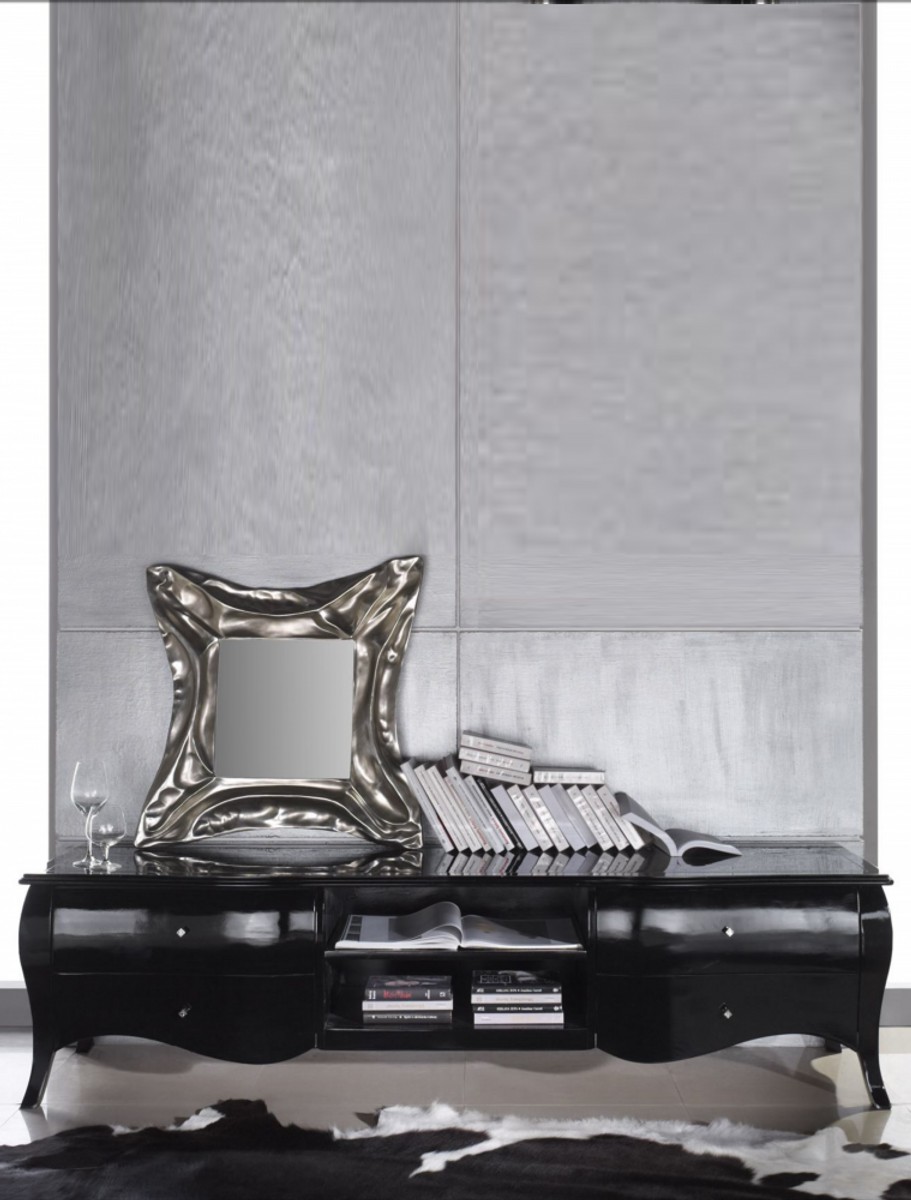 Casa Padrino Luxus Kommode Hochglanz Schwarz Barock TV Sideboard Luxury Baroque Chest of Drawers Black Highgloss Casa Padrino Luxus Kommode Hochglanz Schwarz Barock TV Sideboard Luxury Baroque Chest of Drawers Black Highgloss