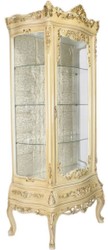 Casa Padrino vitrina barroco crema 80 x 40 x A. 200 cm - Vitrina barroco adornada con puerta de vidrio y hermosas decoraciones - Muebles Barrocos
