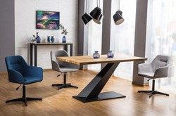 Casa Padrino tavolo da pranzo in legno massello di design naturale / nero 150 x 90 x A. 78 cm - Tavolo da cucina con piano in rovere massello - Mobili per Sala da Pranzo