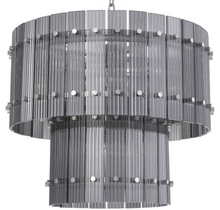 Casa Padrino Luxus Kronleuchter Grau / Silber Ø 57 x H. 47 cm - Runder Hotel & Restaurant Kronleuchter - Luxus Qualität