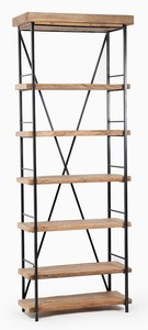 Casa Padrino Bücherregal Industrial Look 80 x 35 x H.210 cm Vintage Eiche / Metall -  Regalschrank Bücherschrank Regal Industrie Design