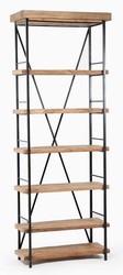 Casa Padrino bookcase industrial look 80 x 35 x H.210 cm vintage oak / metal - shelf cabinet bookcase shelf industrial design Casa Padrino bookcase industrial look 80 x 35 x H.210 cm vintage oak / metal - shelf cabinet bookcase shelf industrial design